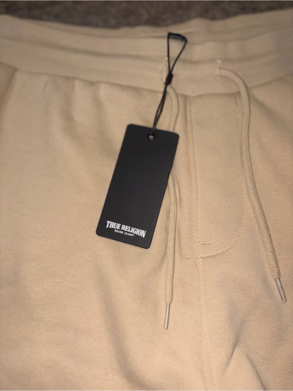 New True Religion College HS Shorts Mens XL Heather Tan Logo Sweat Shorts 700927 - Picture 6 of 8